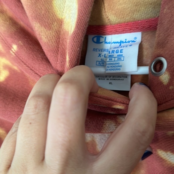 champion crop hoodie homemade bleach tie dye size XL - Picture 2 of 3